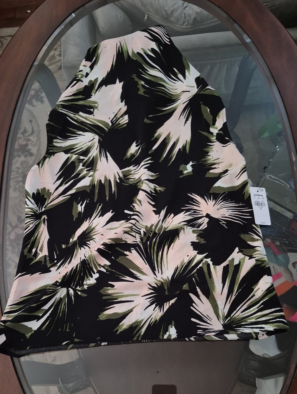 Floral Brushstroke Sleeveless Women’s Top - Black & Olive